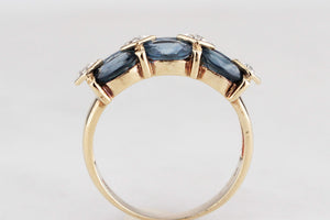 VINTAGE SAPPHIRE & DIAMOND RING 9ct GOLD