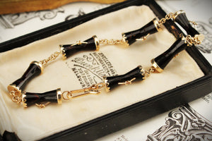 ANTIQUE EDWARDIAN c1915 BLACK CORAL BRACELET 9ct GOLD