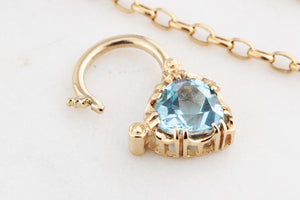 VINTAGE TOPAZ HEART PADLOCK PENDANT 9ct GOLD