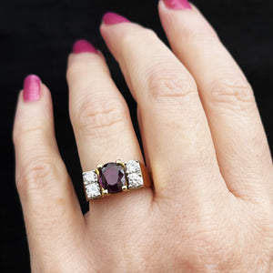 VINTAGE MID-CENTURY RUBY & DIAMOND RING 18ct GOLD