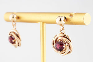 VINTAGE ‘LOVER’S KNOT’ GARNET EARRINGS 9ct GOLD