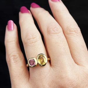 BESPOKE PINK SPINEL & ZIRCON RING 14ct GOLD