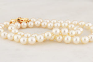 VINTAGE c1940 RUBY DIAMOND & PEARL SINGLE STRAND 18ct GOLD