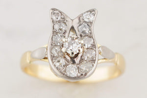 ANTIQUE EDWARDIAN c1915 .68ct DIAMOND HORSESHOE RING 18ct GOLD