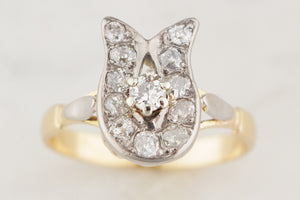 ANTIQUE EDWARDIAN c1915 .68ct DIAMOND HORSESHOE RING 18ct GOLD