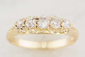 ANTIQUE EDWARDIAN AUSTRALIAN c1913 FIVE STONE DIAMOND RING 18ct GOLD