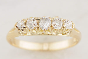 ANTIQUE EDWARDIAN AUSTRALIAN c1913 FIVE STONE DIAMOND RING 18ct GOLD