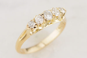 ANTIQUE EDWARDIAN AUSTRALIAN c1913 FIVE STONE DIAMOND RING 18ct GOLD