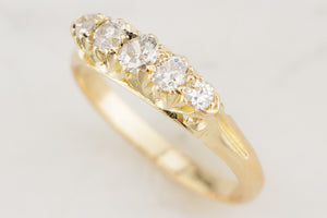 ANTIQUE EDWARDIAN AUSTRALIAN c1913 FIVE STONE DIAMOND RING 18ct GOLD