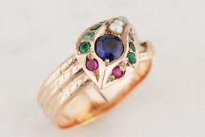 ANTIQUE EDWARDIAN c1900 SERPENT RING 9ct GOLD