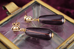 VINTAGE ART DECO c1930’s AMETHYST BULLET EARRINGS 9ct GOLD