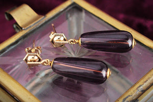 VINTAGE ART DECO c1930’s AMETHYST BULLET EARRINGS 9ct GOLD