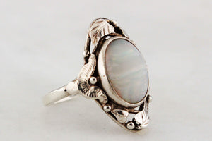 ANTIQUE STERLING SILVER ARTS & CRAFTS OPAL RING