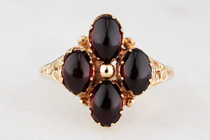 RETRO 1979 PYROPE GARNET RING 9ct GOLD