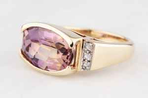 VINTAGE 6ct AMETRINE & DIAMOND RING 9ct GOLD