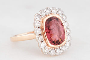 TOURMALINE & DIAMOND RING 14ct WHITE & ROSE GOLD