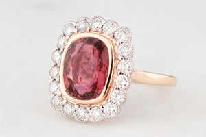 TOURMALINE & DIAMOND RING 14ct WHITE & ROSE GOLD