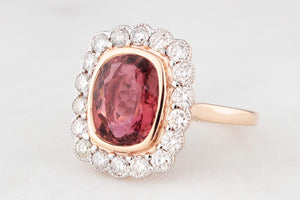 TOURMALINE & DIAMOND RING 14ct WHITE & ROSE GOLD