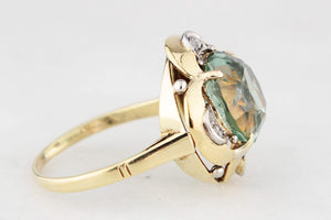 ANTIQUE ART DECO c1920 TOURMALINE & DIAMOND COCKTAIL RING 14ct GOLD