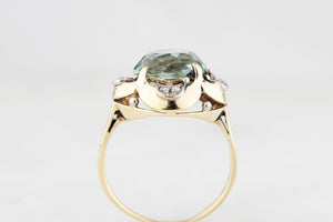 ANTIQUE ART DECO c1920 TOURMALINE & DIAMOND COCKTAIL RING 14ct GOLD