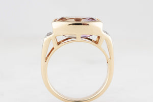 VINTAGE 6ct AMETRINE & DIAMOND RING 9ct GOLD