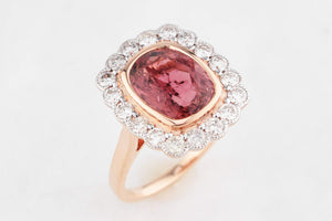 TOURMALINE & DIAMOND RING 14ct WHITE & ROSE GOLD