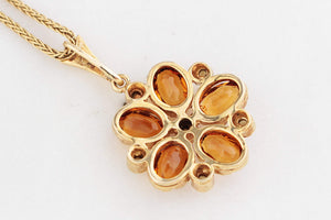 ANTIQUE EDWARDIAN CITRINE & SEED PEARL PENDANT 9ct GOLD