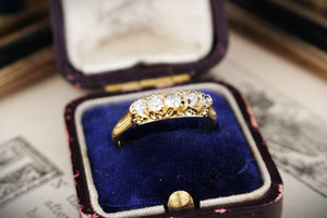ANTIQUE EDWARDIAN AUSTRALIAN c1913 FIVE STONE DIAMOND RING 18ct GOLD