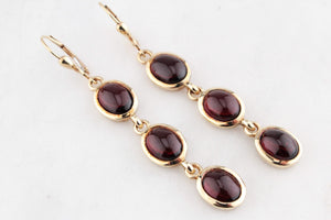 VINTAGE PYROPE GARNET DROP EARRINGS 9ct GOLD