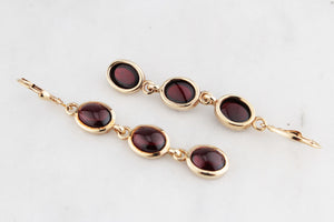 VINTAGE PYROPE GARNET DROP EARRINGS 9ct GOLD