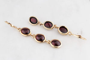 VINTAGE PYROPE GARNET DROP EARRINGS 9ct GOLD