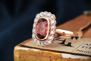TOURMALINE & DIAMOND RING 14ct WHITE & ROSE GOLD