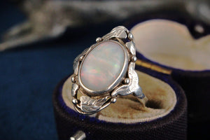 ANTIQUE STERLING SILVER ARTS & CRAFTS OPAL RING