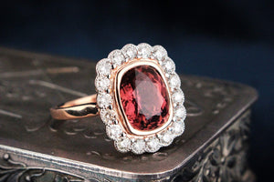 TOURMALINE & DIAMOND RING 14ct WHITE & ROSE GOLD