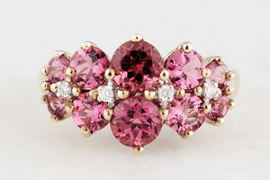 MODERN TOURMALINE & DIAMOND RING 9ct GOLD