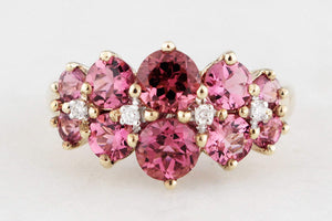 MODERN TOURMALINE & DIAMOND RING 9ct GOLD