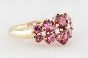 MODERN TOURMALINE & DIAMOND RING 9ct GOLD