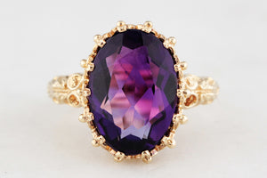 VINTAGE 1972 4.30ct SIBERIAN AMETHYST RING 9ct GOLD