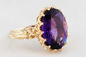 VINTAGE 1972 4.30ct SIBERIAN AMETHYST RING 9ct GOLD