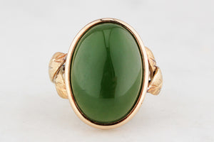 VINTAGE 1940’s NEPHRITE JADE COCKTAIL RING 9ct GOLD