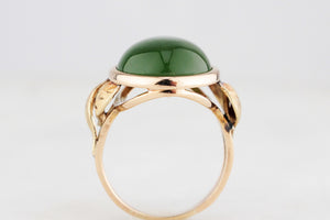 VINTAGE 1940’s NEPHRITE JADE COCKTAIL RING 9ct GOLD