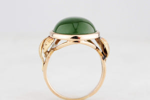 VINTAGE 1940’s NEPHRITE JADE COCKTAIL RING 9ct GOLD