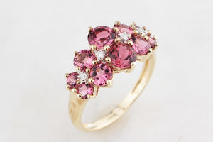 MODERN TOURMALINE & DIAMOND RING 9ct GOLD