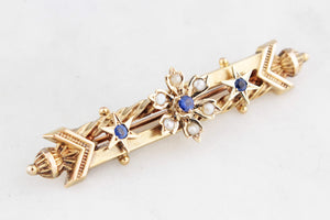 ANTIQUE WILLIS & Co c1880's AUSTRALIAN PASTE & SEED PEARL BROOCH 15ct GOLD