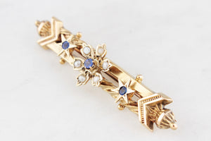 ANTIQUE WILLIS & Co c1880's AUSTRALIAN PASTE & SEED PEARL BROOCH 15ct GOLD