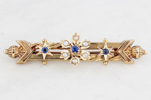 ANTIQUE WILLIS & Co c1880's AUSTRALIAN PASTE & SEED PEARL BROOCH 15ct GOLD