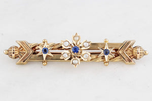 ANTIQUE WILLIS & Co c1880's AUSTRALIAN PASTE & SEED PEARL BROOCH 15ct GOLD