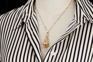 VINTAGE ESTATE GARNET & DIAMOND ARTICULATED CLOWN PENDANT 9ct GOLD
