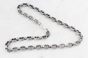 ANTIQUE EDWARDIAN c1900 ETCHED LINK STERLING SILVER NECKLACE