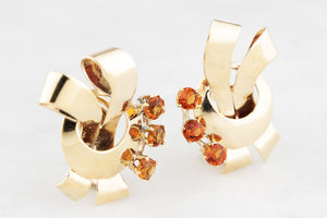 VINTAGE 1940’s CITRINE EARRINGS 14ct GOLD